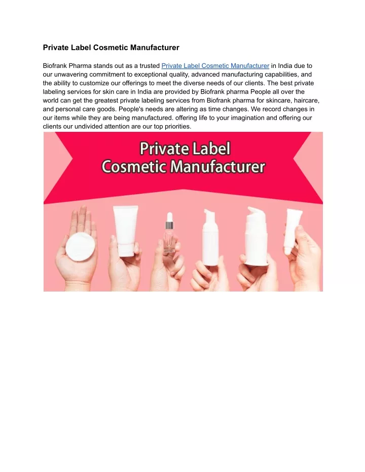 private label cosmetic manufacturer