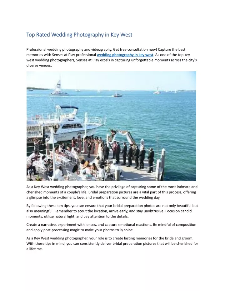 top rated wedding photography in key west