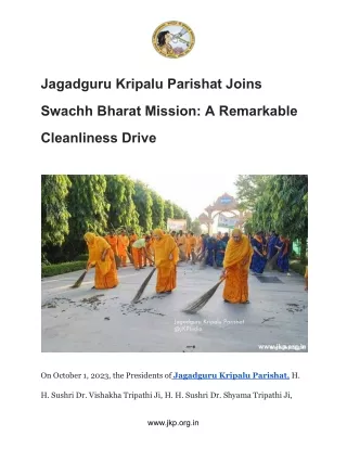 Jagadguru Kripalu Parishat Joins Swachh Bharat Mission_ A Remarkable Cleanliness Drive