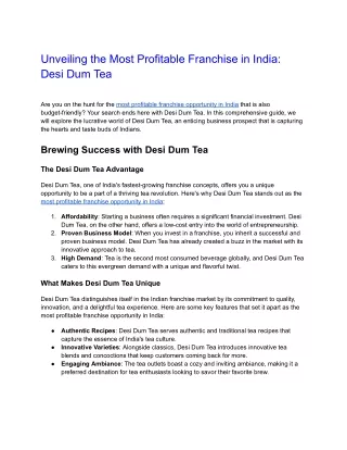 Unveiling the Most Profitable Franchise in India_ Desi Dum Tea