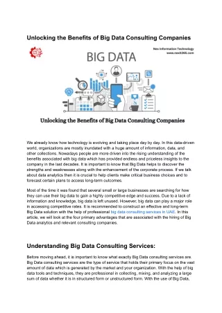 Unlocking the Benefits of Big Data Consulting Companies