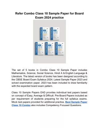refer combo class 10 sample paper for board exam