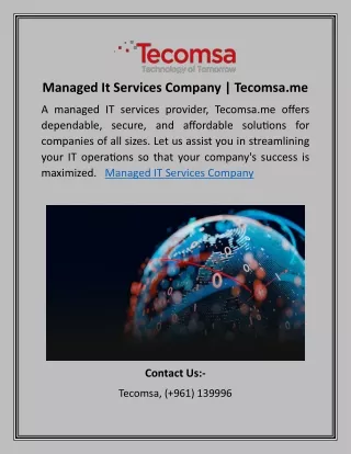 Managed It Services Company | Tecomsa.me
