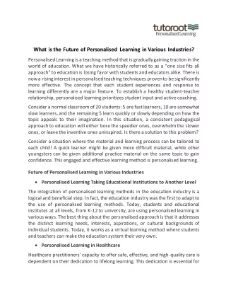 what is the future of personalised learning
