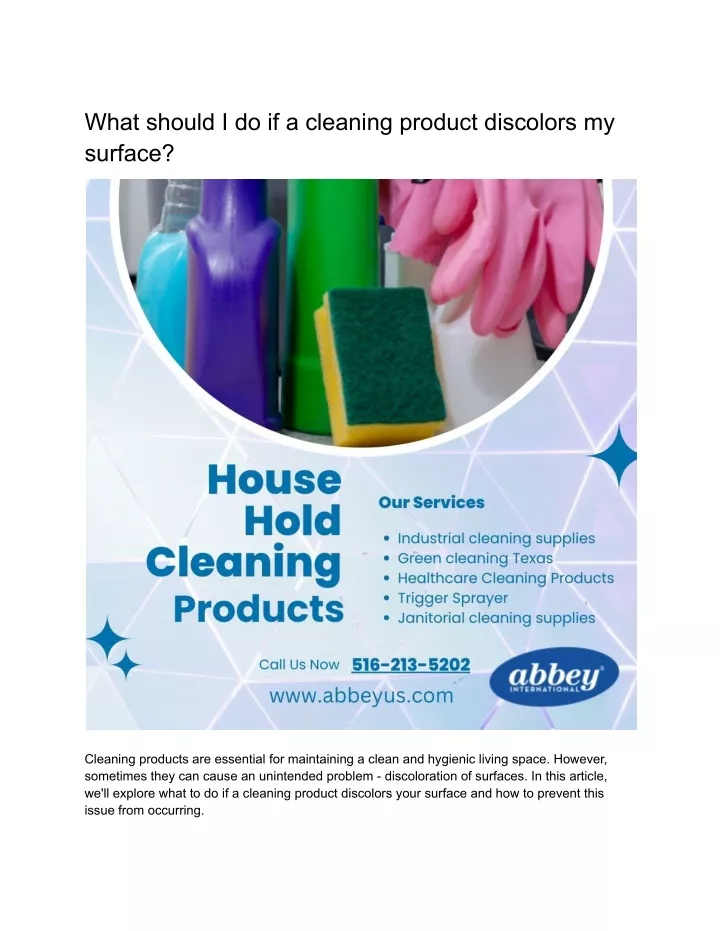 what should i do if a cleaning product discolors
