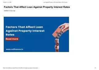 Factors that affect loan against property interest rates