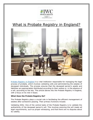 What is Probate Registry in England