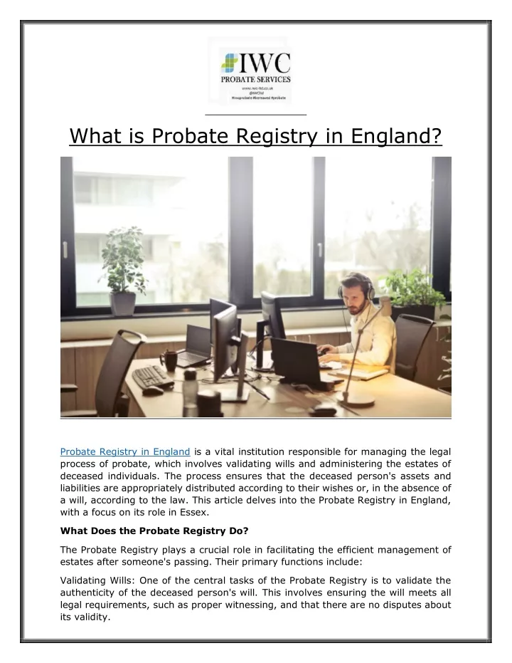 what is probate registry in england