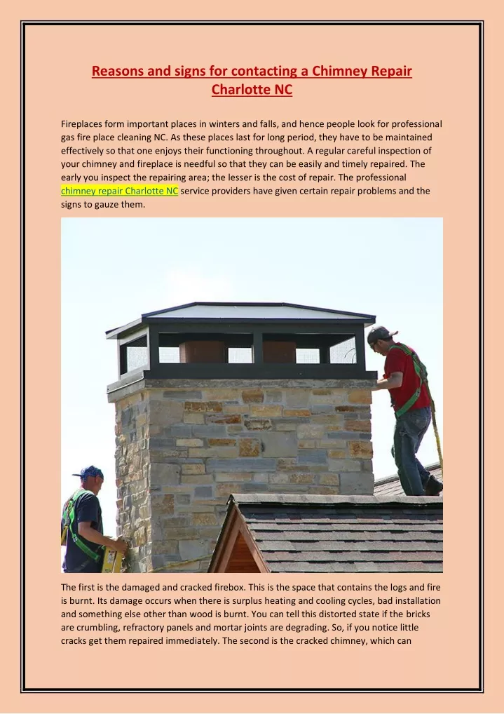 reasons and signs for contacting a chimney repair