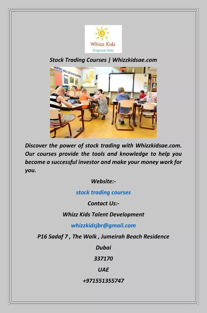 stock trading courses whizzkidsae com