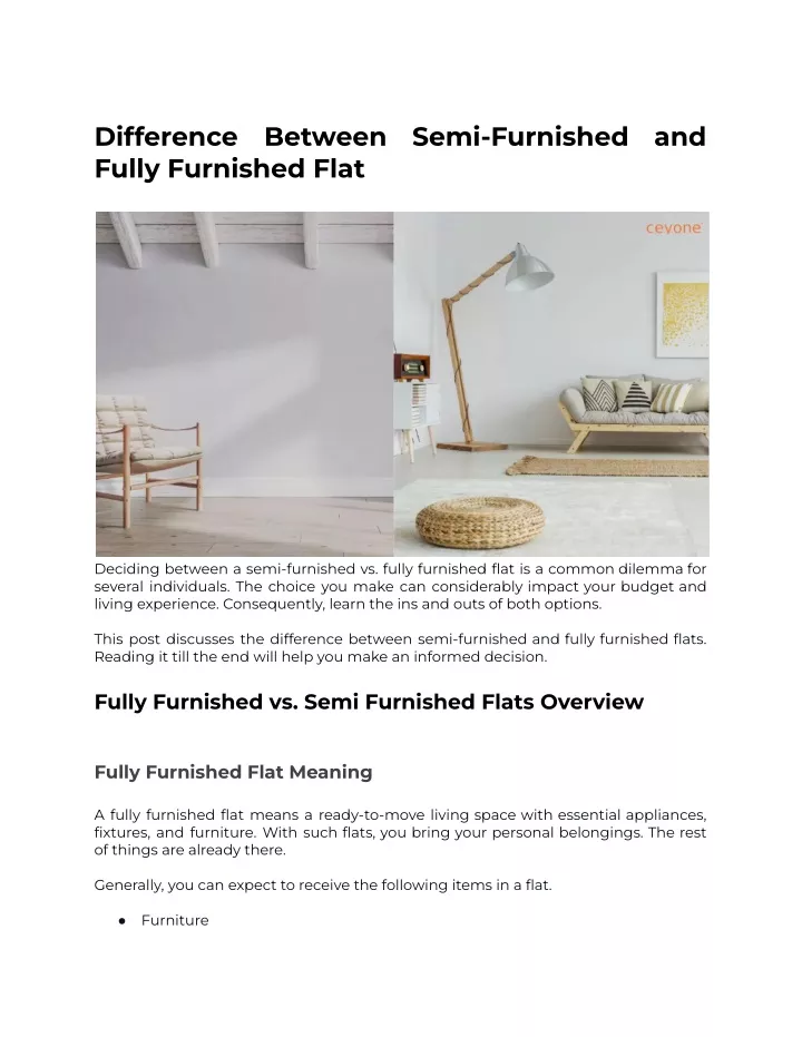 difference fully furnished flat