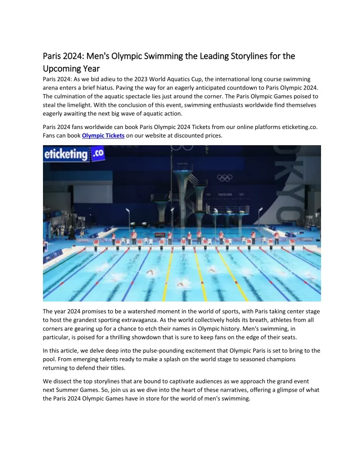 paris 2024 paris 2024 men s olympic swimming