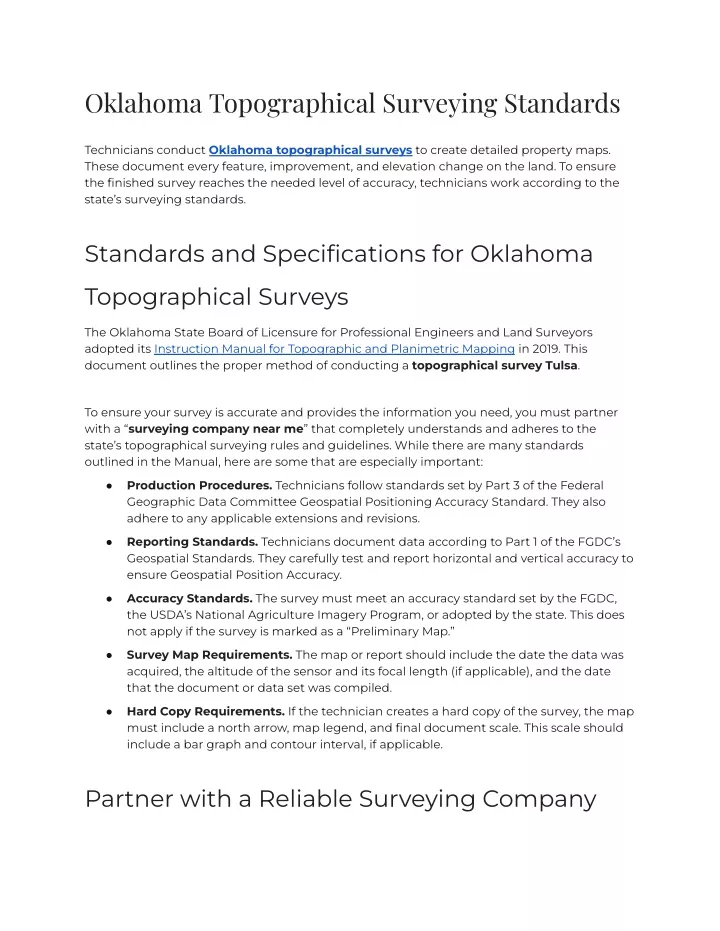 oklahoma topographical surveying standards