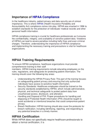 Hipaa Compliance Training