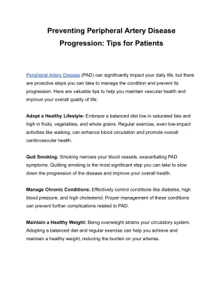Preventing Peripheral Artery Disease Progression_ Tips for Patients