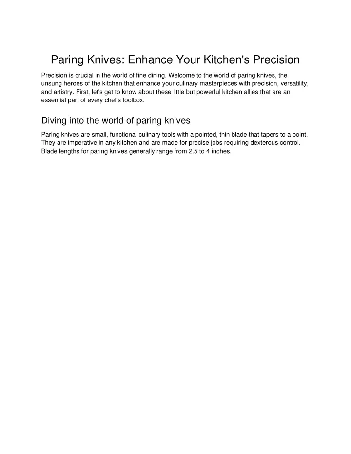 paring knives enhance your kitchen s precision