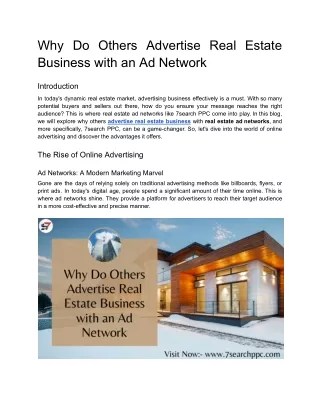 Why Do Others Advertise Real Estate Business with an Ad Network