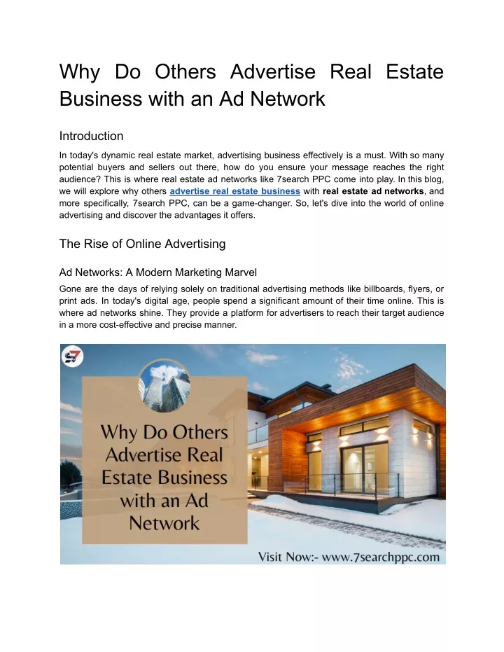 why do others advertise real estate business with