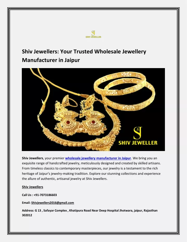 shiv jewellers your trusted wholesale jewellery