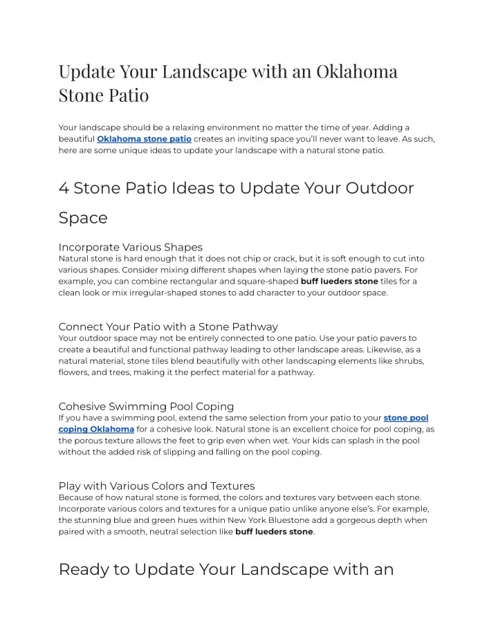 update your landscape with an oklahoma stone patio