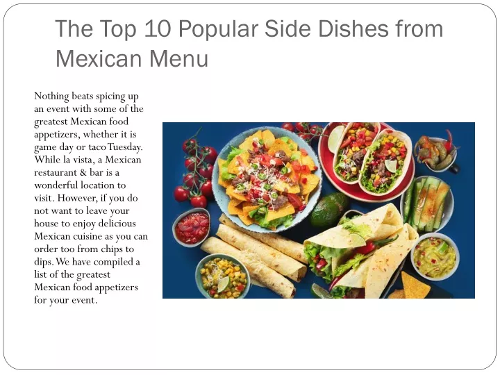 the top 10 popular side dishes from mexican menu