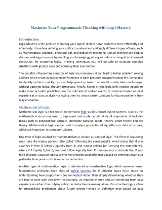 maximize your programmatic thinking with logic