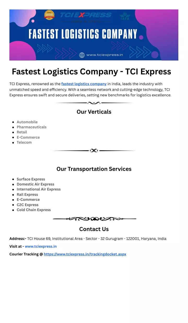 fastest logistics company