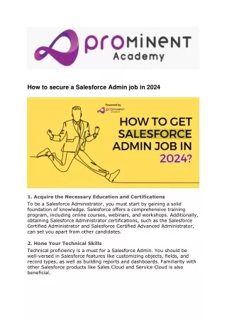 How to Secure a Salesforce Admin Job in 2024-Prominent Academy
