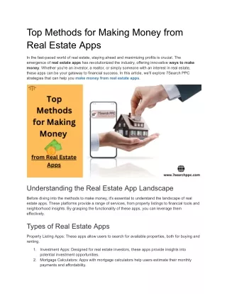 Top Methods for Making Money from Real Estate Apps