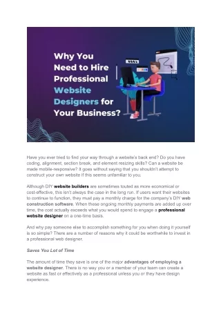 Why You Should Hire Professional Website Designers for Your Business