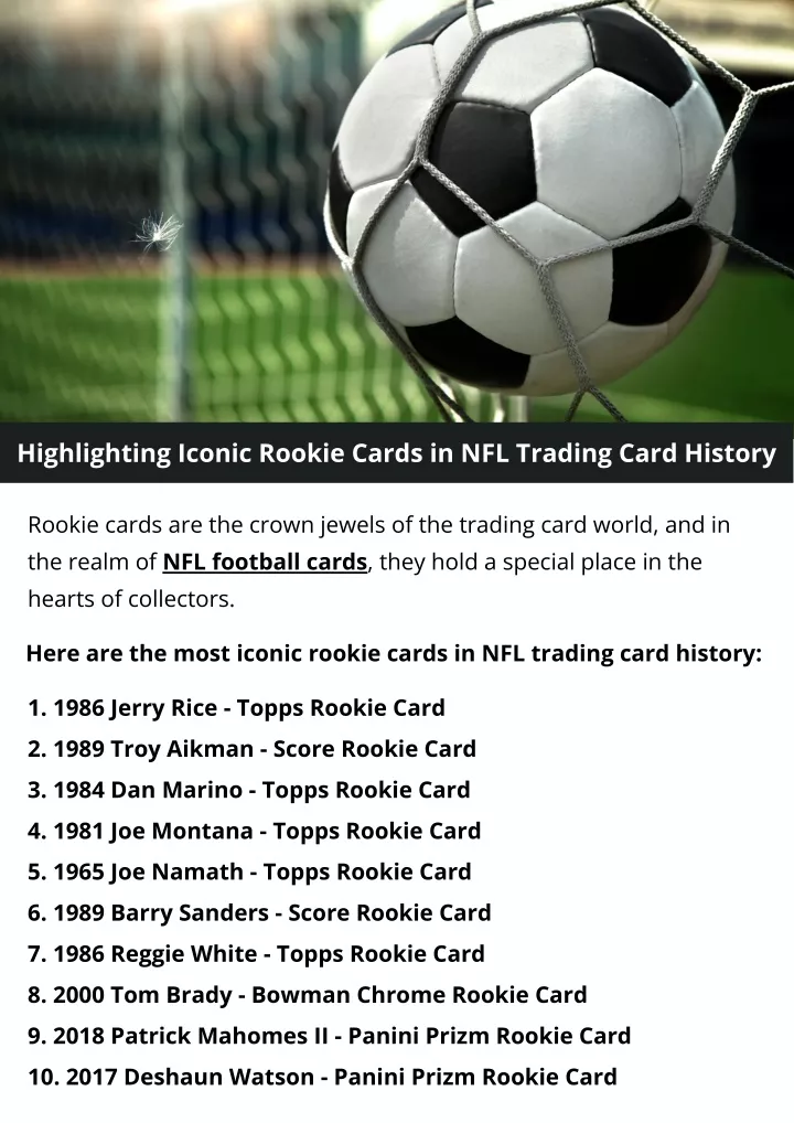 highlighting iconic rookie cards in nfl trading