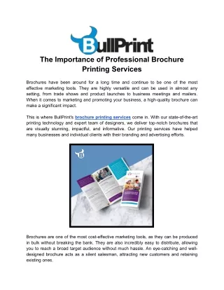 the importance of professional brochure printing
