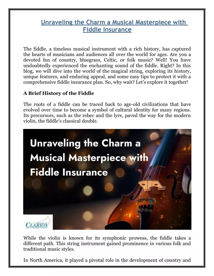 PPT - Unraveling the Charm a Musical Masterpiece with Fiddle Insurance 