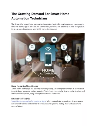 The Growing Demand For Smart Home Automation Technicians