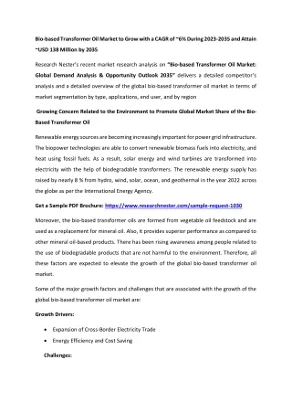 Bio based Transformer Oil Market press release