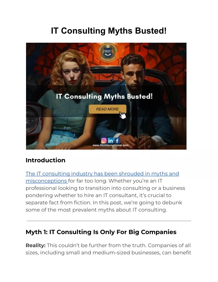 it consulting myths busted
