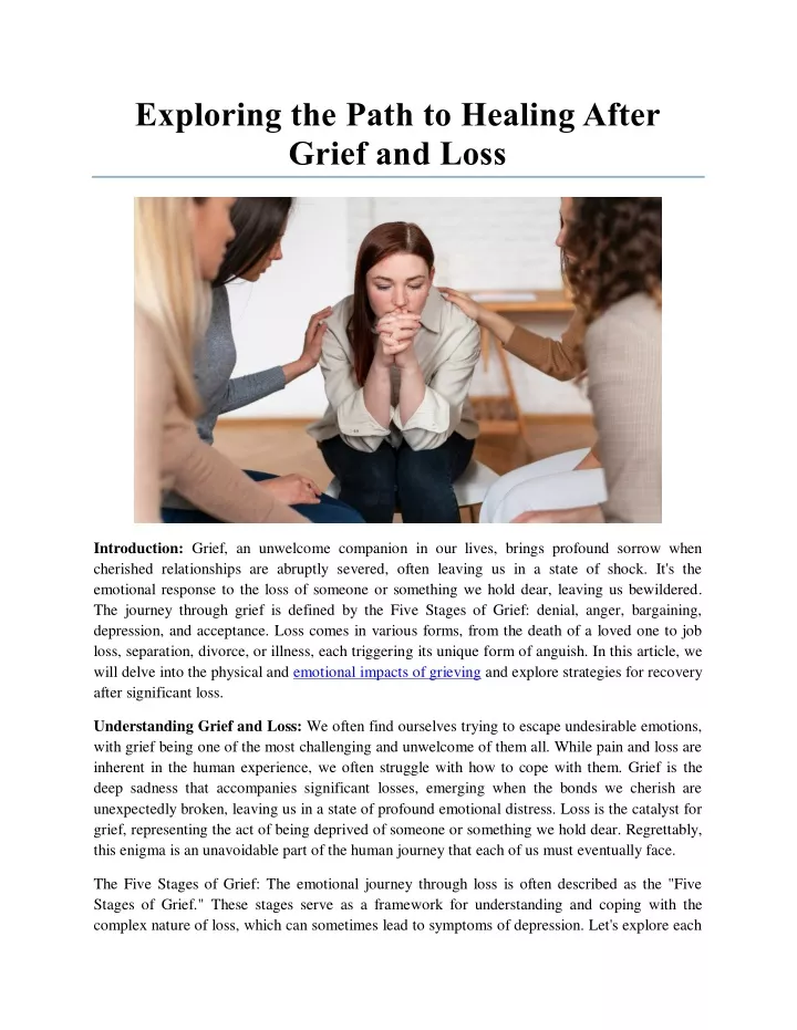 exploring the path to healing after grief and loss