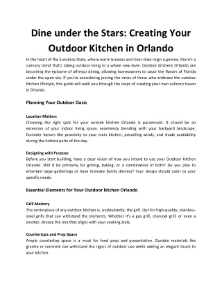 Dine under the Stars: Creating Your Outdoor Kitchen in Orlando