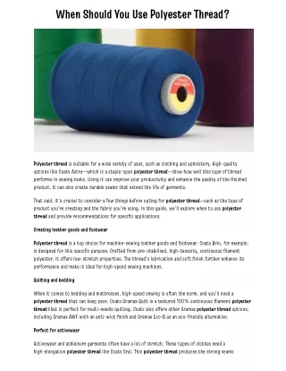 When Should You Use Polyester Thread