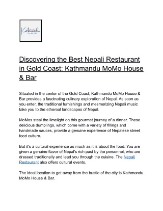 Discovering the Best Nepali Restaurant in Gold Coast_ Kathmandu MoMo House & Bar