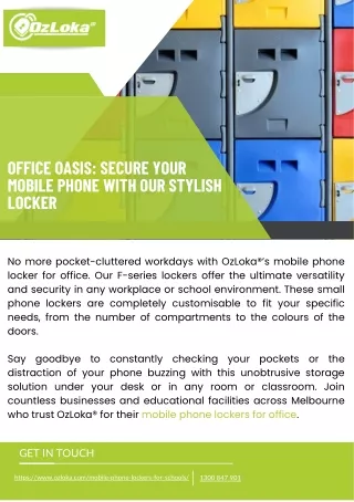 Office Oasis Secure Your Mobile Phone with Our Stylish Locker