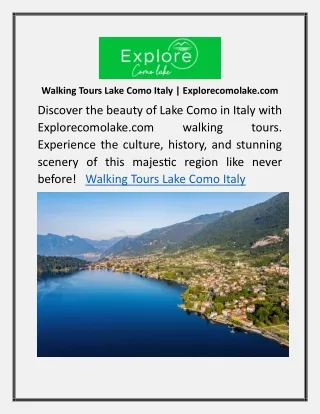 Walking Tours Lake Como Italy | Explorecomolake.com