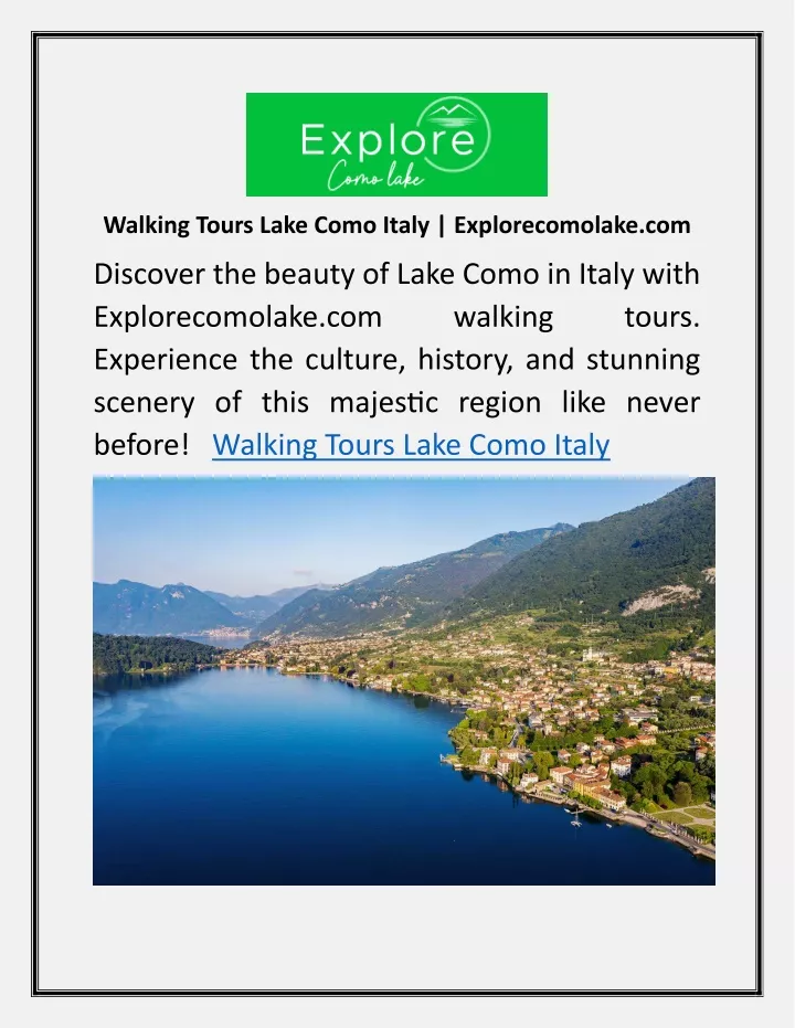 walking tours lake como italy explorecomolake com