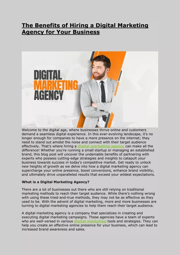 the benefits of hiring a digital marketing agency
