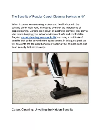 The Benefits of Regular Carpet Cleaning Services in NYC