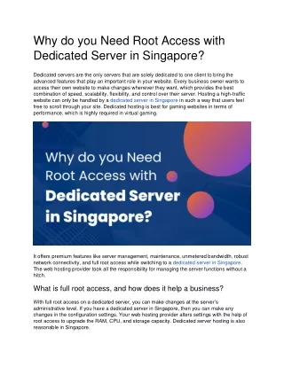 why do you need root access with dedicated server