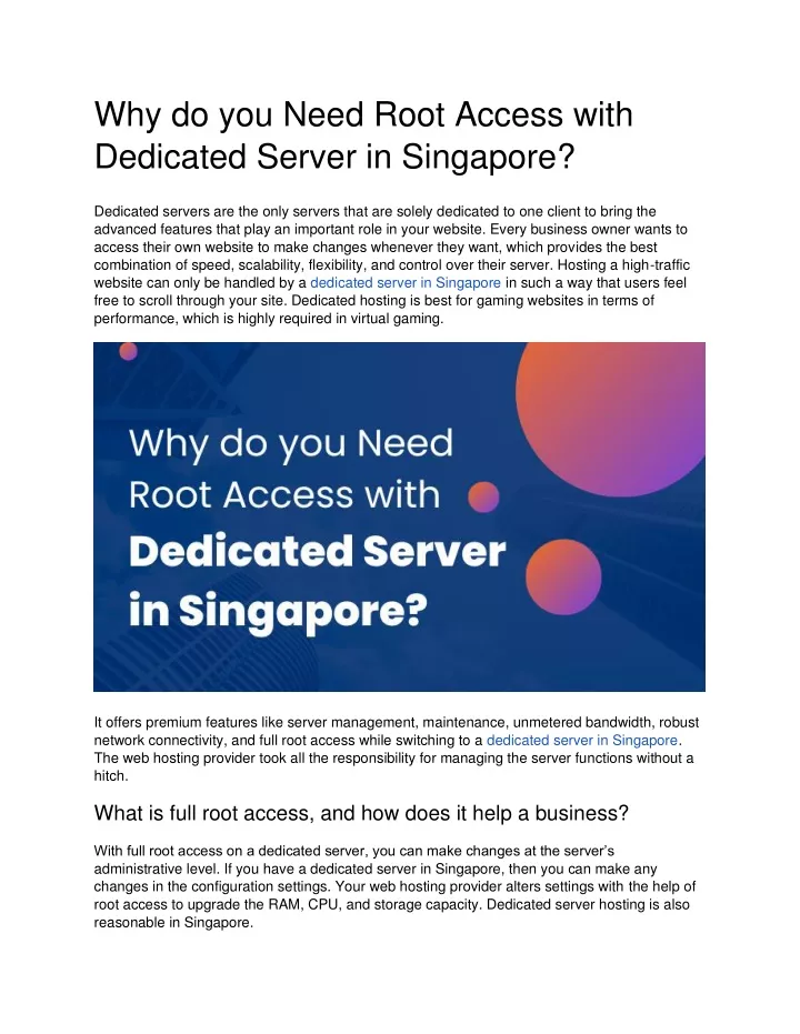 why do you need root access with dedicated server