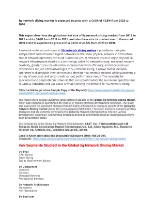 5g network slicing market is expected to grow