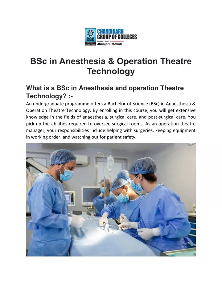 bsc in anesthesia operation theatre technology