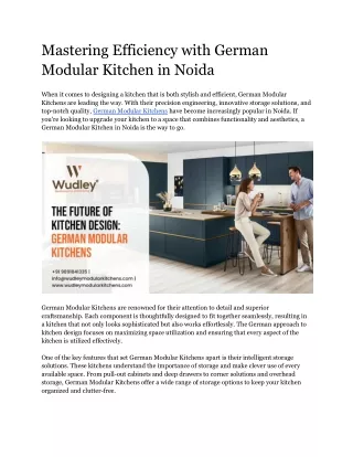 Mastering Efficiency with German Modular Kitchen in Noida